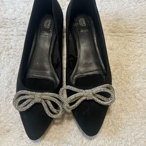 Jones New York Black Flats with Silver Bow